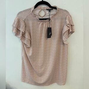 Pink Polka Dot Ruffle Sleeve Top